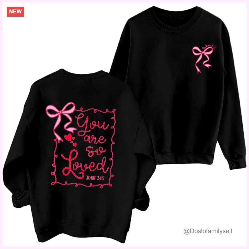 Long Sleeve Crewneck Sweatshirt Valentine Heart Graphic Christian Faith Inspired